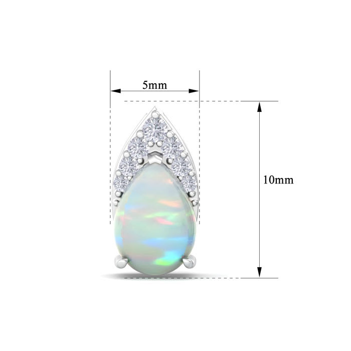 1-3/4 Carat Pear Shape Opal and Diamond Earrings  In 14 Karat White Gold