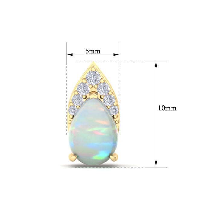 1-3/4 Carat Pear Shape Opal and Diamond Earrings  In 14 Karat Yellow Gold
