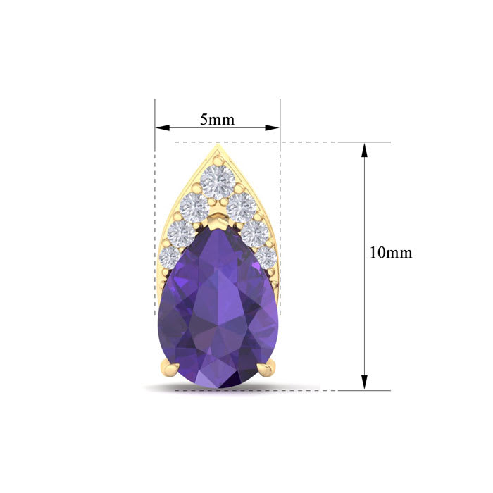 1 3/4 Carat Pear Shape Amethyst and Diamond Earrings In 14 Karat Yellow Gold