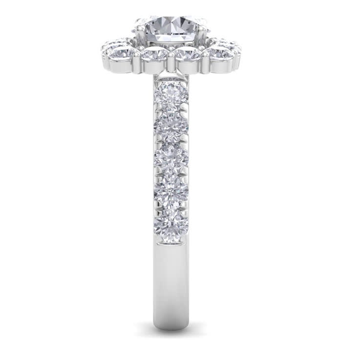 2 1/2 Carat Halo Diamond Engagement Ring In 14K White Gold