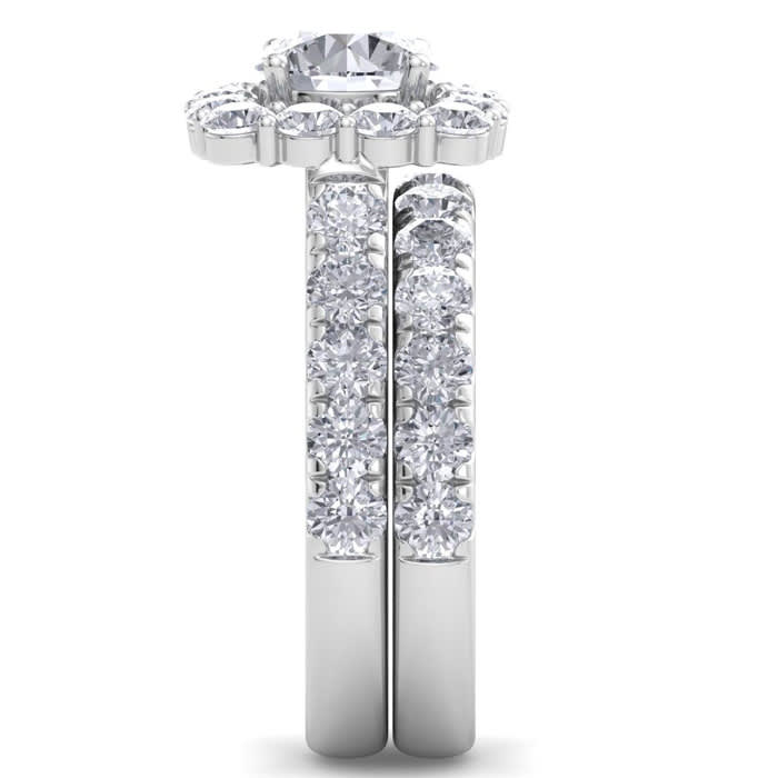 3 1/2 Carat Halo Diamond Bridal Set In 14K White Gold