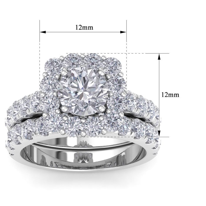 3 1/2 Carat Halo Diamond Bridal Set In 14K White Gold