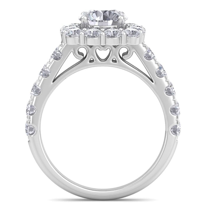 2 1/2 Carat Halo Diamond Engagement Ring In 14K White Gold