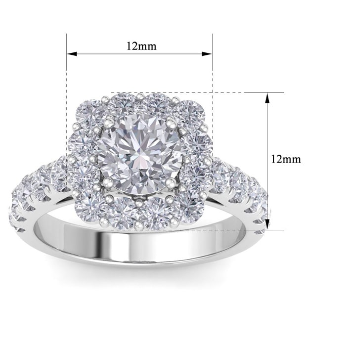2 1/2 Carat Halo Diamond Engagement Ring In 14K White Gold