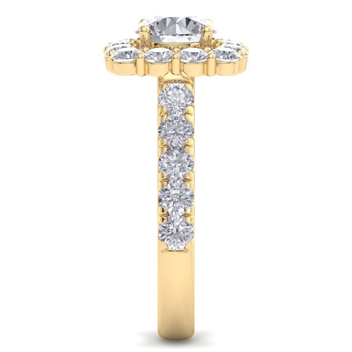 2 1/2 Carat Halo Diamond Engagement Ring In 14K Yellow Gold