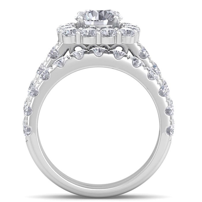 3 1/2 Carat Halo Diamond Bridal Set In 14K White Gold