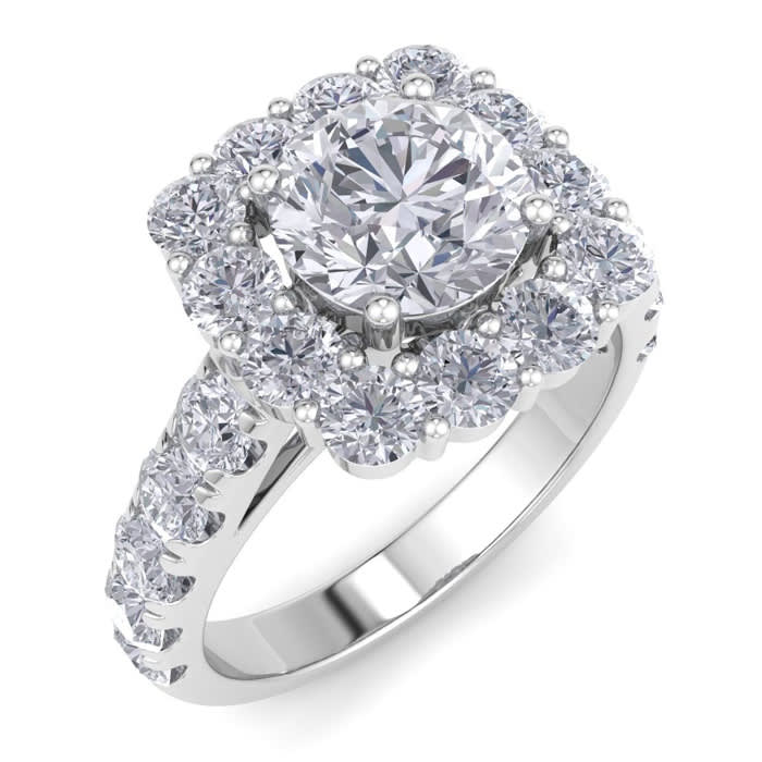 2 1/2 Carat Halo Lab Grown Diamond Engagement Ring In 14K White Gold