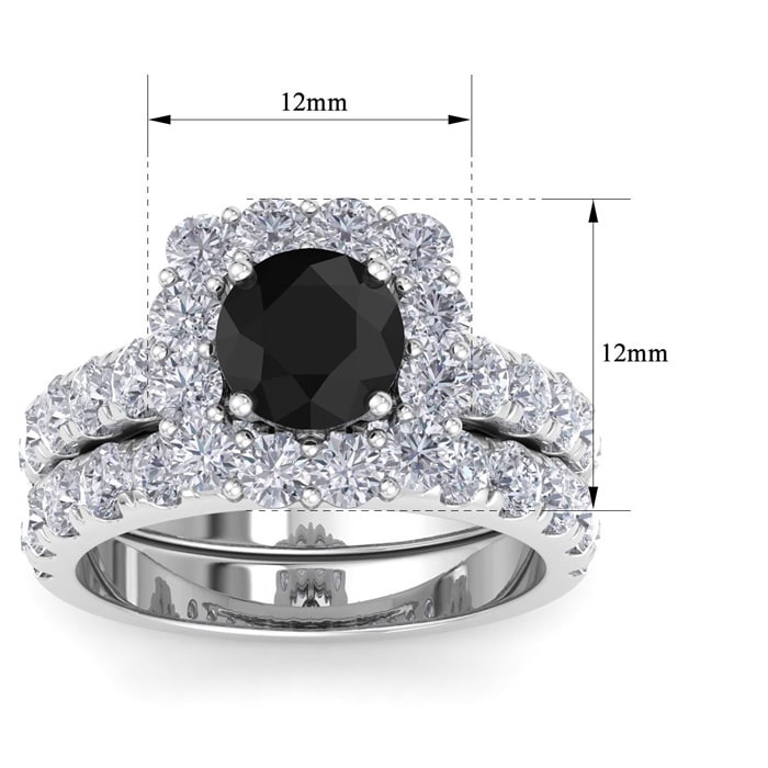 3 1/2 Carat Halo Moissanite Bridal Set In 14K White Gold