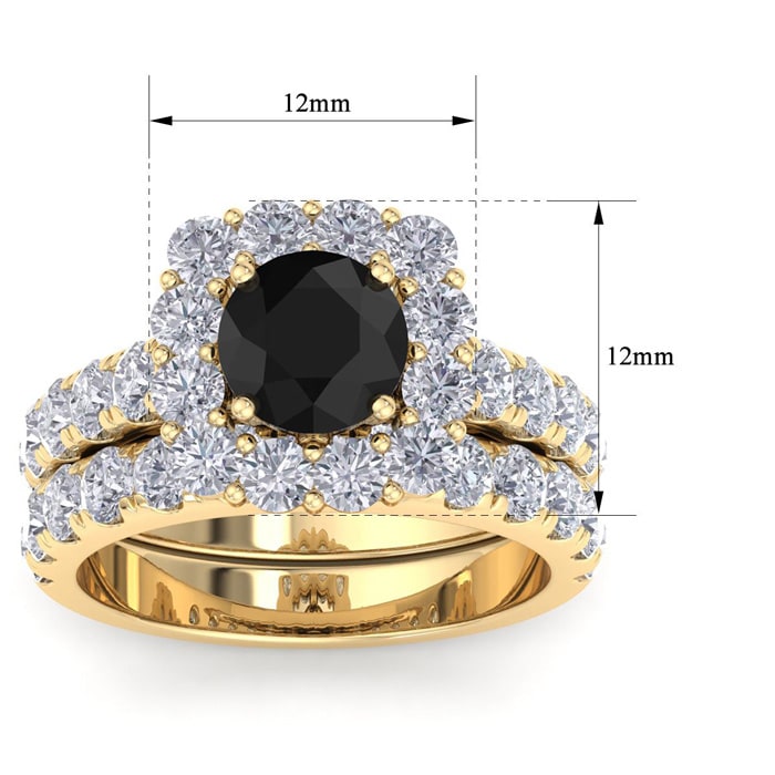 3 1/2 Carat Halo Moissanite Bridal Set In 14K Yellow Gold