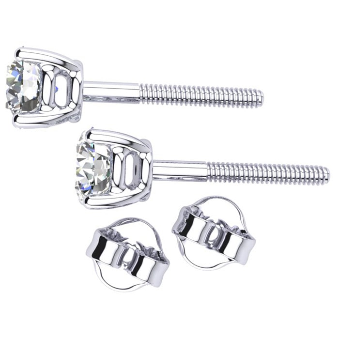 3/8 Carat Diamond SINGLE Stud Earrings In 14 Karat White Gold