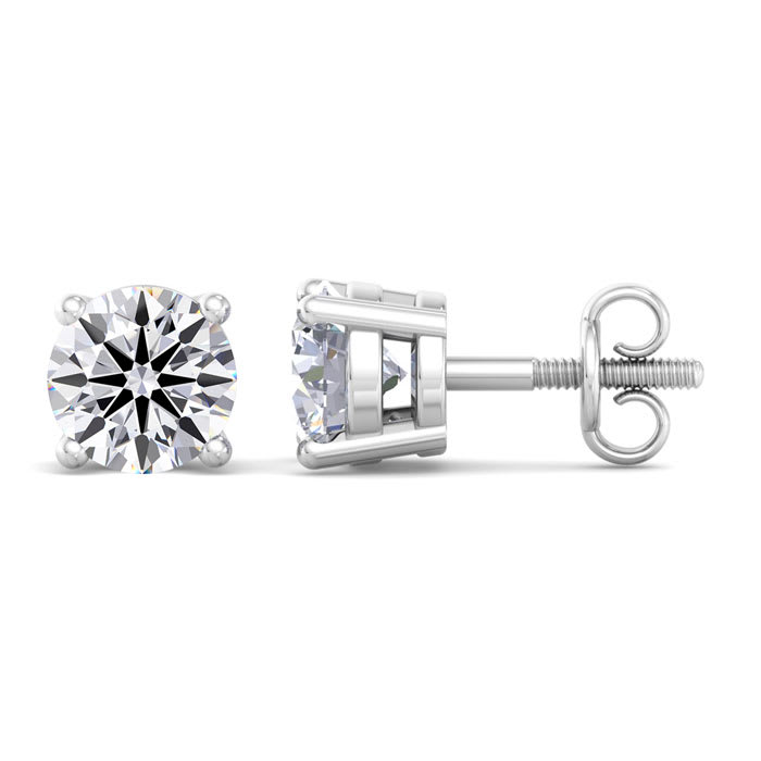 2 Carat Lab Grown Diamond Earrings In 14 Karat White Gold, Basket Setting (G-H, VS2)