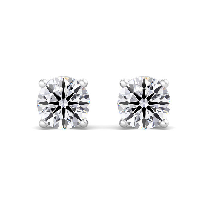 Solid White Gold Diamond Studs, 2 Ct Round Created Pink Diamond Earrin -  Brilliant Lab Creations