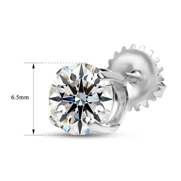 2 Carat Lab Grown Diamond Earrings In 14 Karat White Gold, Basket Setting