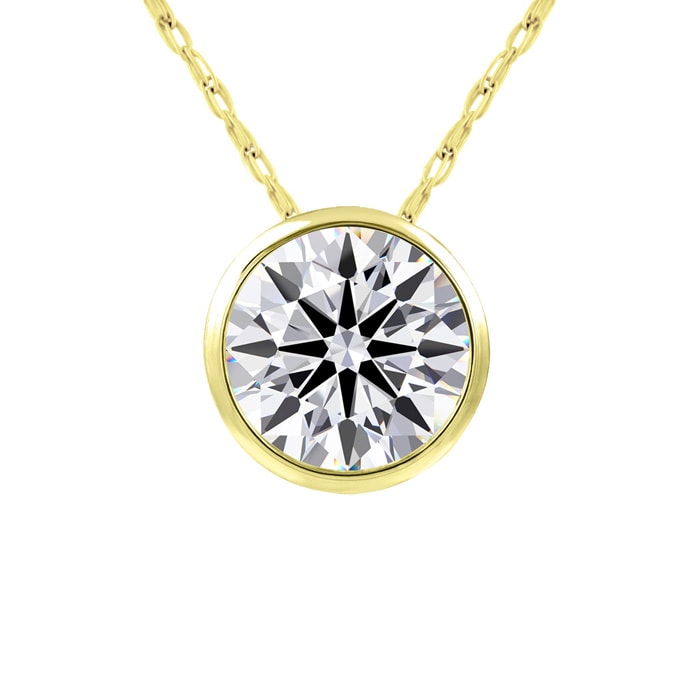 1 Carat Round Shape Lab Grown Diamond Solitaire Necklace In 14K Yellow Gold
