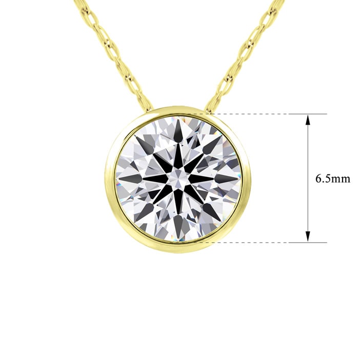 1 Carat Round Shape Lab Grown Diamond Solitaire Necklace In 14K Yellow Gold