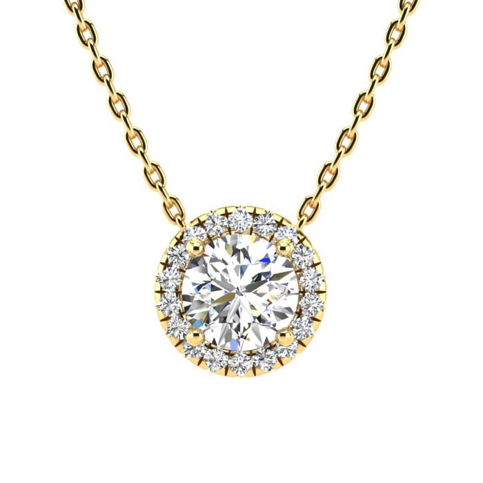 Clea one diamond pendant in yellow gold