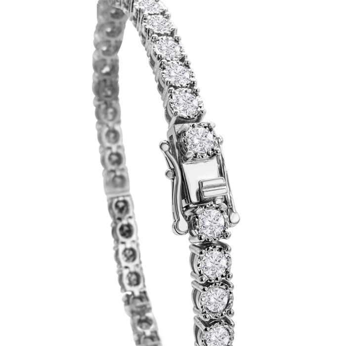 Estate Jewelry 6 Carat Natural Round Diamond Tennis Bracelet In Sterling Silver, 7 Inches