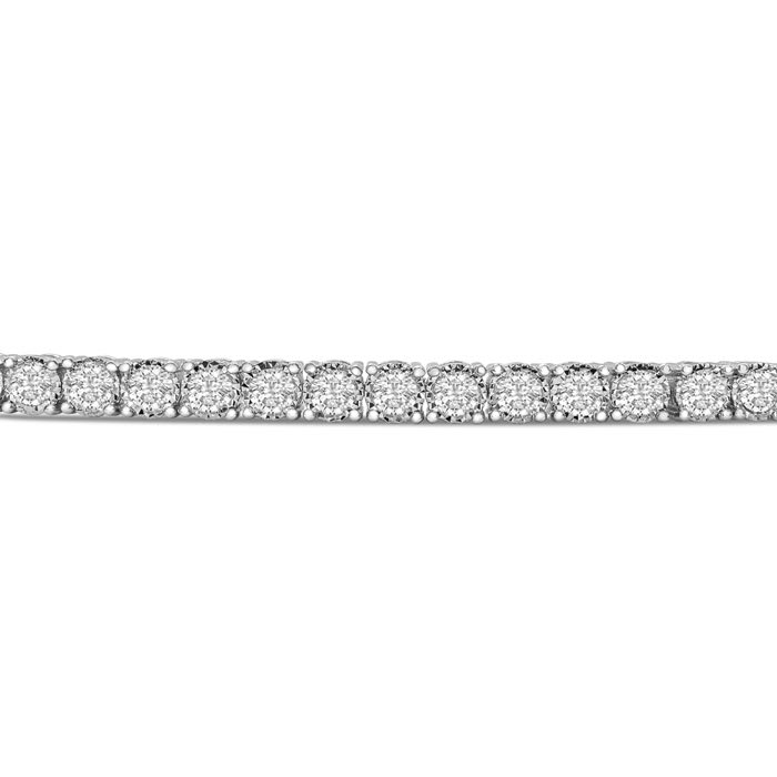 Estate Jewelry 6 Carat Natural Round Diamond Tennis Bracelet In Sterling Silver, 7 Inches