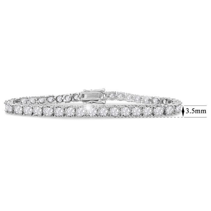 Estate Jewelry 6 Carat Natural Round Diamond Tennis Bracelet In Sterling Silver, 7 Inches