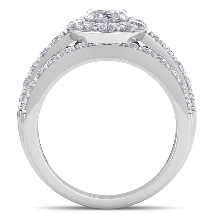 2 1/4 Carat Oval Shape Halo Diamond Bridal Set In 14K White Gold