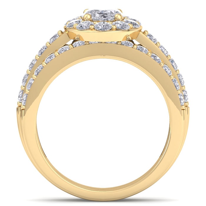 2 1/4 Carat Oval Shape Halo Diamond Bridal Set In 14K Yellow Gold