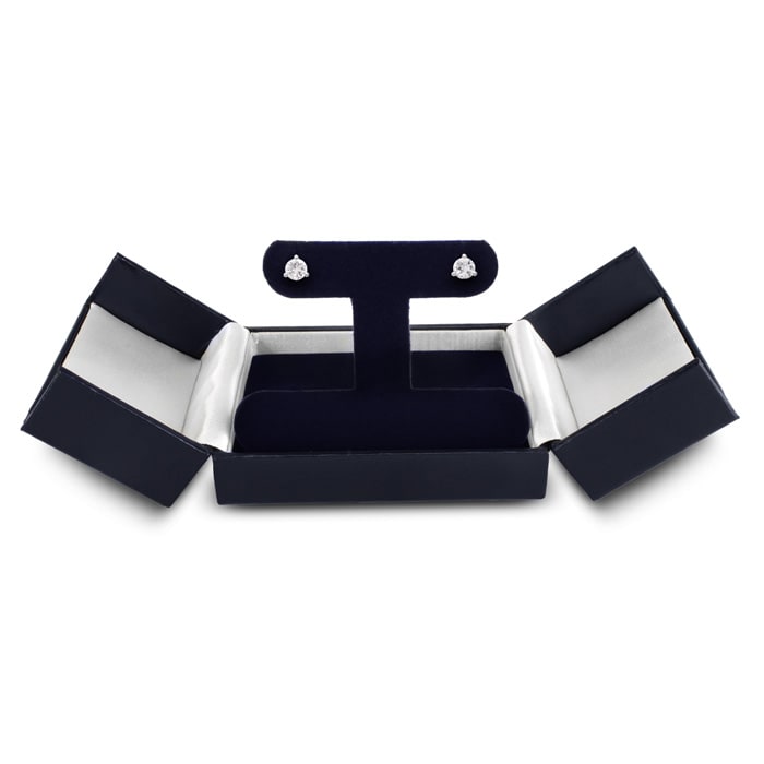 1/2 Carat Natural Genuine Diamond Stud Earrings In Martini Setting, 14 Karat White Gold