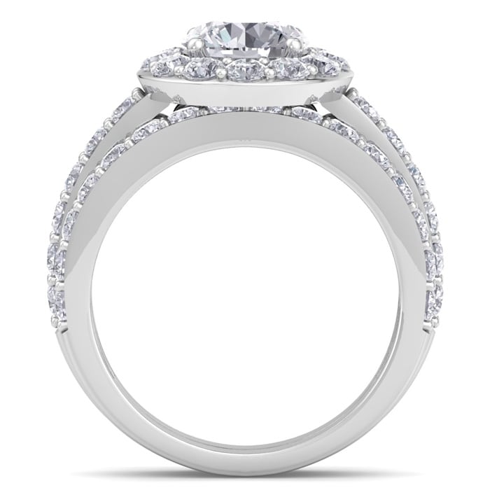 3 1/4 Carat Round Shape Halo Lab Grown Diamond Bridal Set In 14K White Gold