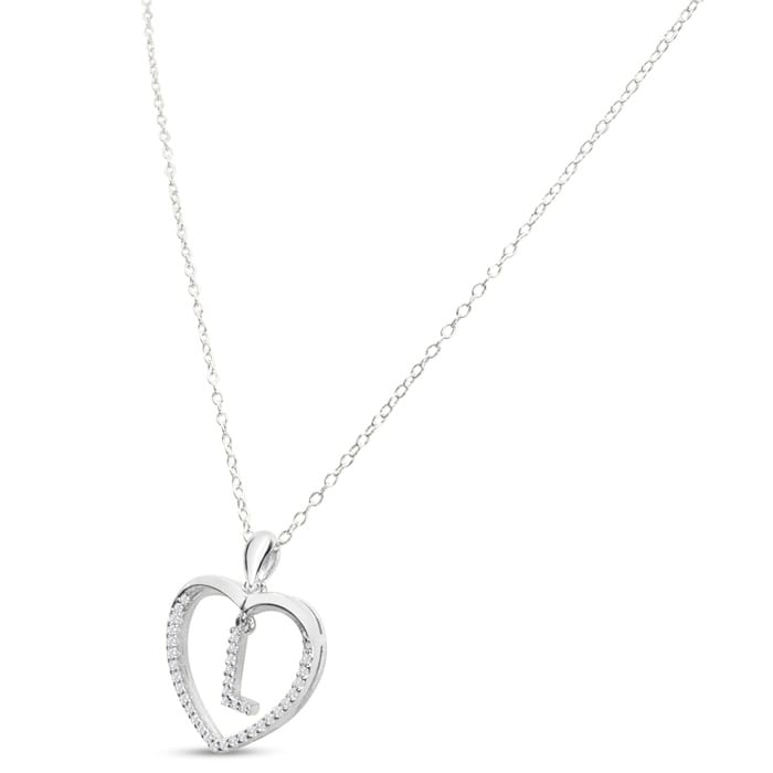 Diamond Initial Necklace; Initial Diamond Necklace In Sterling Silver