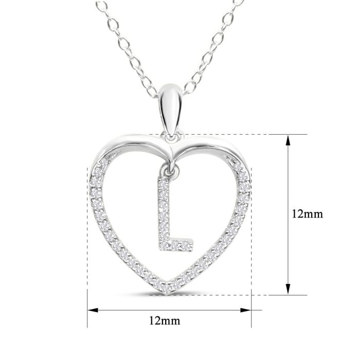 Diamond Initial Necklace; Initial Diamond Necklace In Sterling Silver