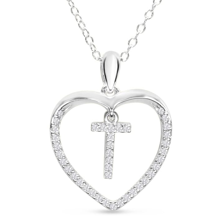 Diamond Initial Necklace; Initial Diamond Necklace In Sterling Silver