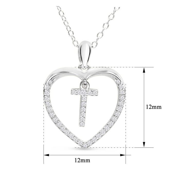 Diamond Initial Necklace; Initial Diamond Necklace In Sterling Silver