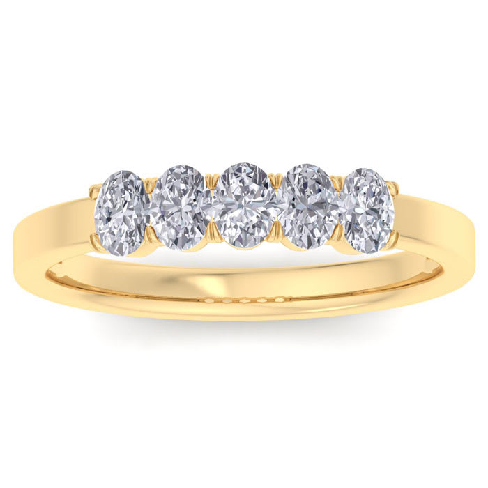 1/2 Carat Oval Diamond Band Ring In 14 Karat Yellow Gold