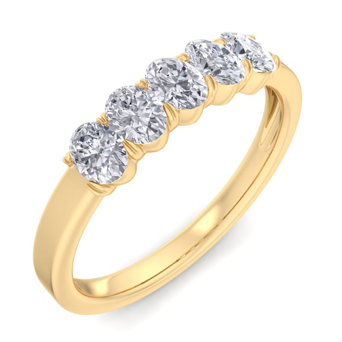 1/2 Carat Oval Diamond Band Ring In 14 Karat Yellow Gold
