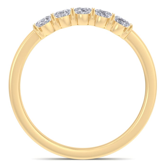 1/2 Carat Oval Diamond Band Ring In 14 Karat Yellow Gold