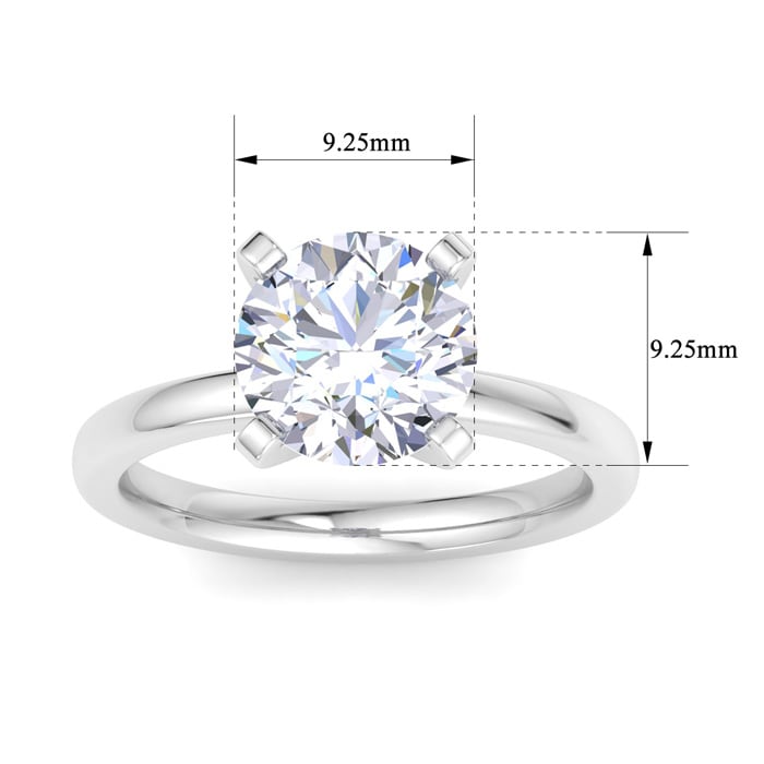 3 Carat Round Shape Lab Grown Diamond Ring In 14K White Gold, Solitaire