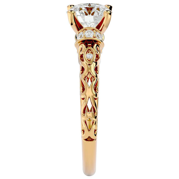 1 3/4 Carat Vintage Lab Grown Diamond Engagement Ring In 14 Karat Yellow Gold