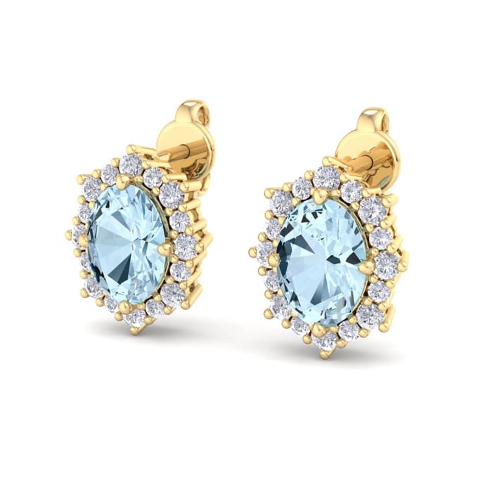 Aquamarine Earrings: 2 Carat Aquamarine and Diamond Earrings