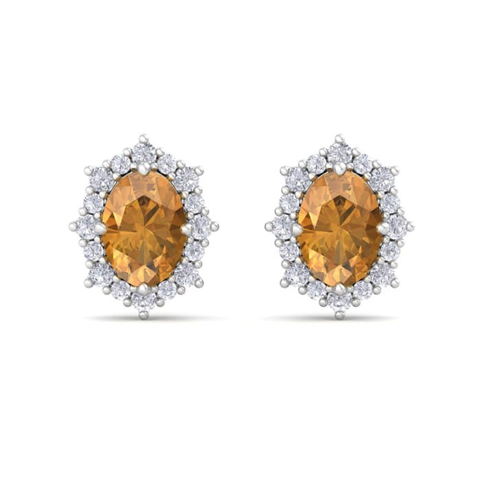 Citrine Earrings: 2 Carat Citrine and Diamond Earrings