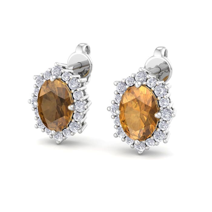 Citrine Earrings: 2 Carat Citrine and Diamond Earrings