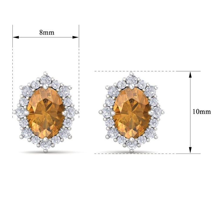 Citrine Earrings: 2 Carat Citrine and Diamond Earrings