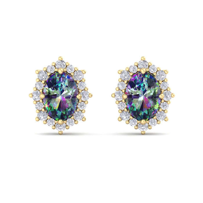 Mystic Topaz Earrings: 2 1/2 Carat Mystic Topaz and Diamond Earrings