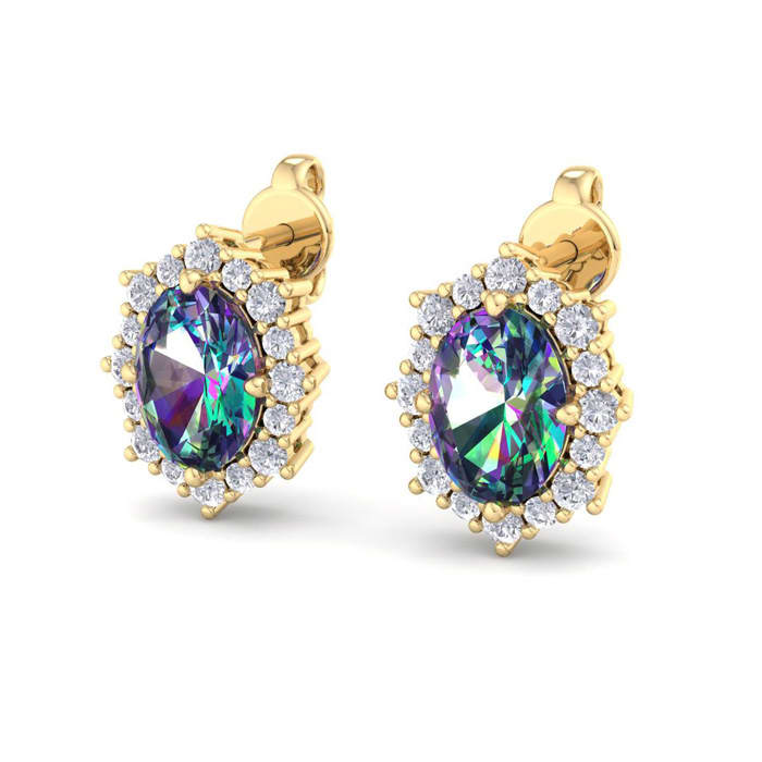 Mystic Topaz Earrings: 2 1/2 Carat Mystic Topaz and Diamond Earrings
