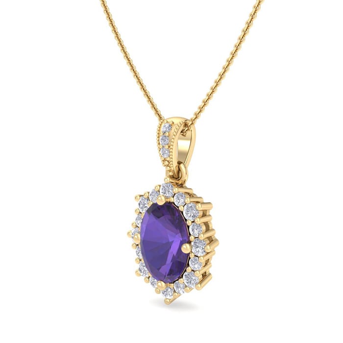 Amethyst Necklace: 1 1/3 Carat Amethyst and Diamond Necklace