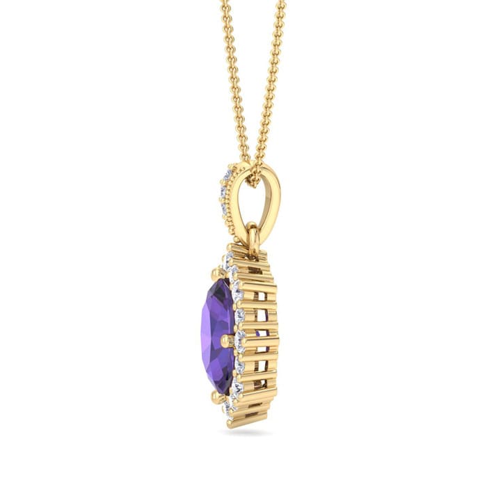 Amethyst Necklace: 1 1/3 Carat Amethyst and Diamond Necklace