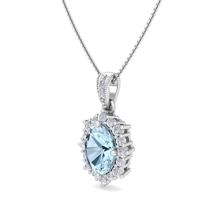 Aquamarine Necklace: 1 1/3 Carat Aquamarine and Diamond Necklace