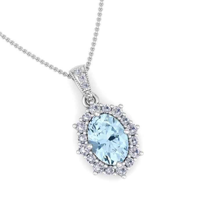 Aquamarine Necklace: 1 1/3 Carat Aquamarine and Diamond Necklace