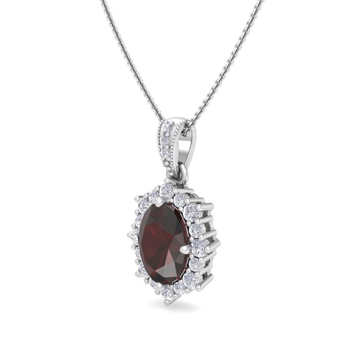 Garnet Necklace: 1 3/4 Carat Garnet and Diamond Necklace