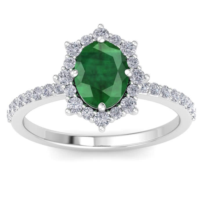 Emerald Ring: 1 1/2 Carat Emerald and Diamond Ring