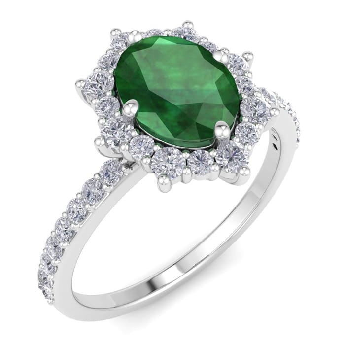 Emerald Ring: 1 1/2 Carat Emerald and Diamond Ring