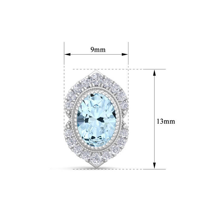 Aquamarine Earrings: 2 Carat Aquamarine and Diamond Earrings